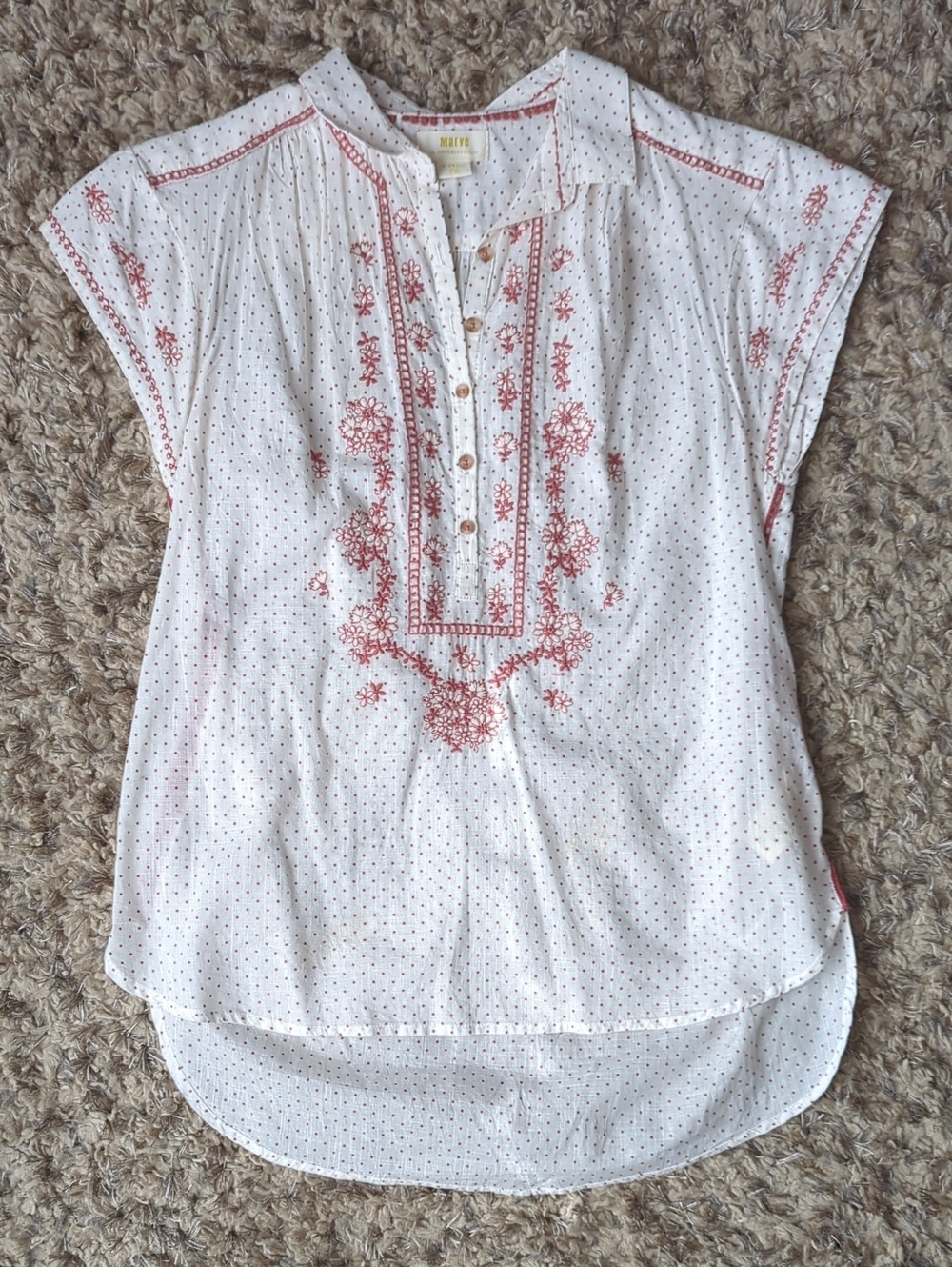 Maeve by Anthropologie White Tunic with Embroidery
